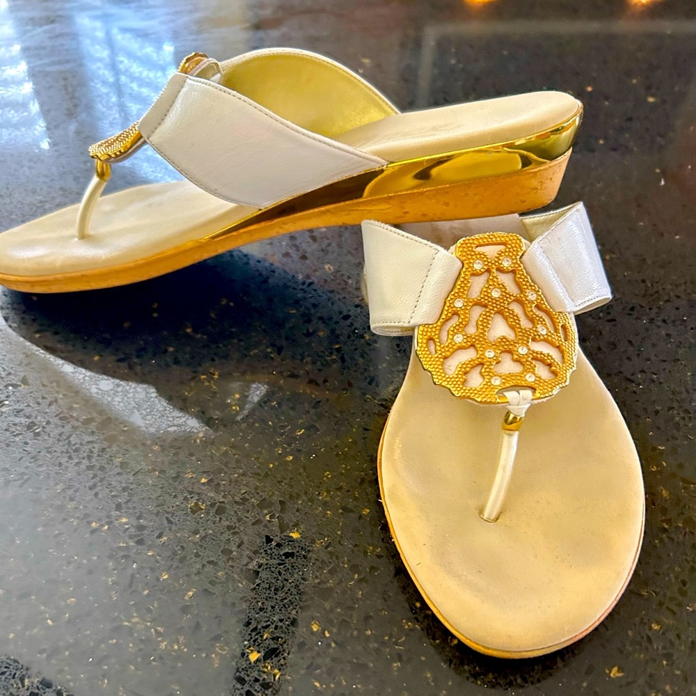 Onex White Sandals with Gold accents